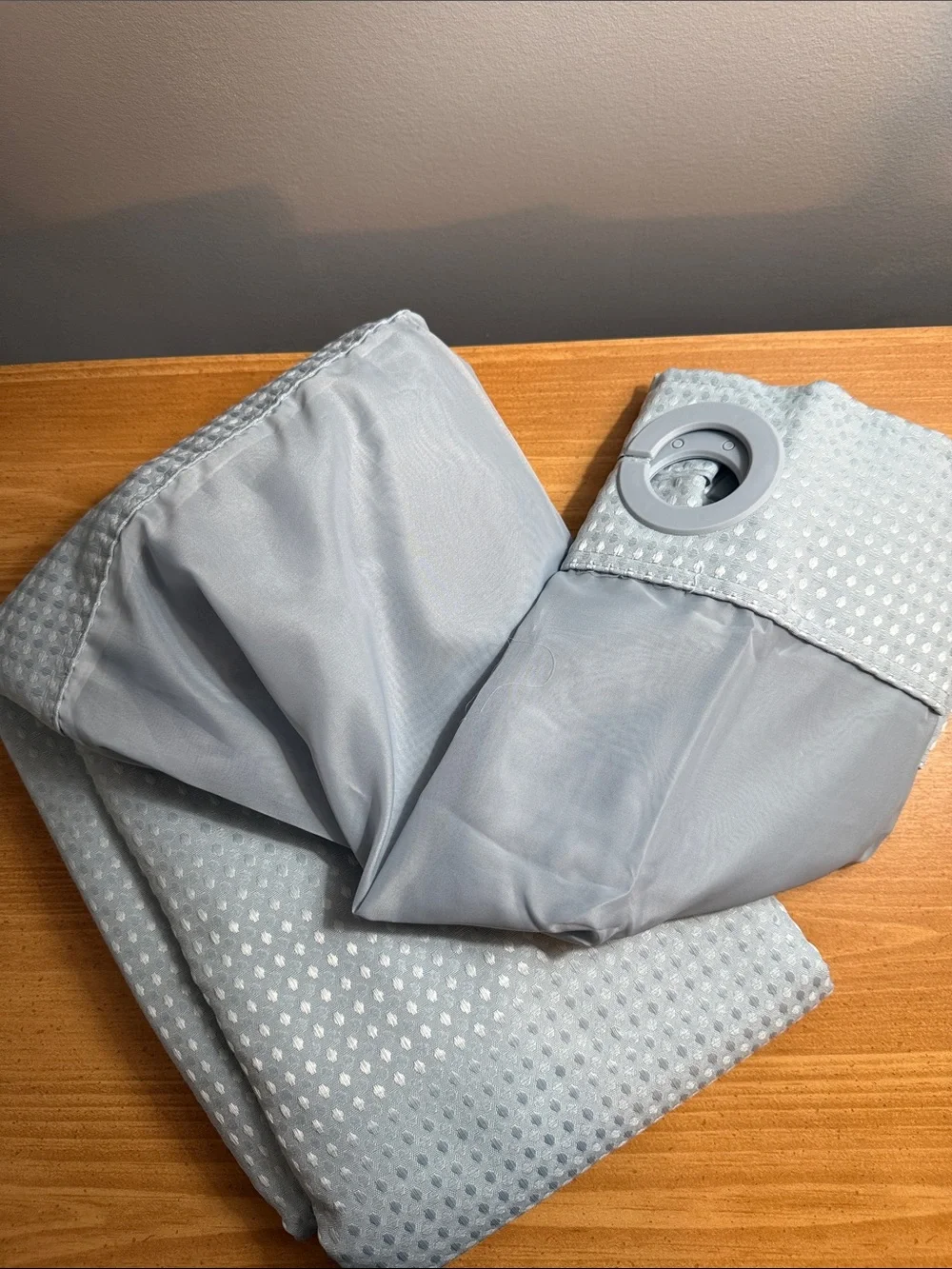 No Hook Shower Curtain in Fog Blue